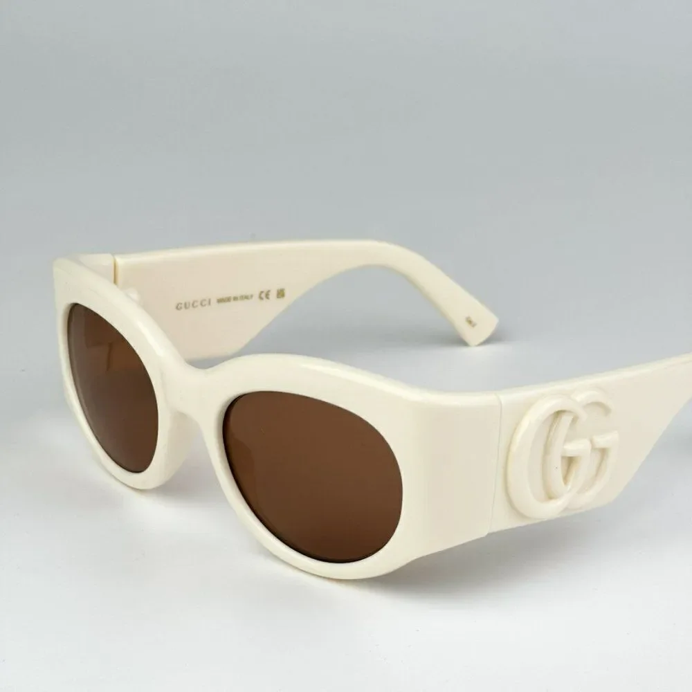 NEW Gucci GG1544S 004 Ivory Brown Unisex Oval Sunglasses GG 1544S